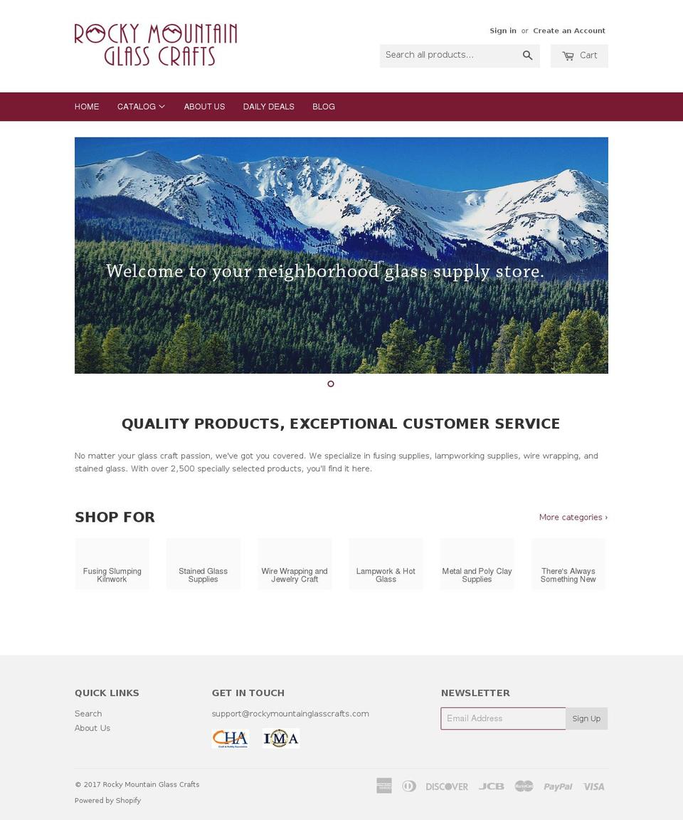 rockymountainglasscrafts.com shopify website screenshot