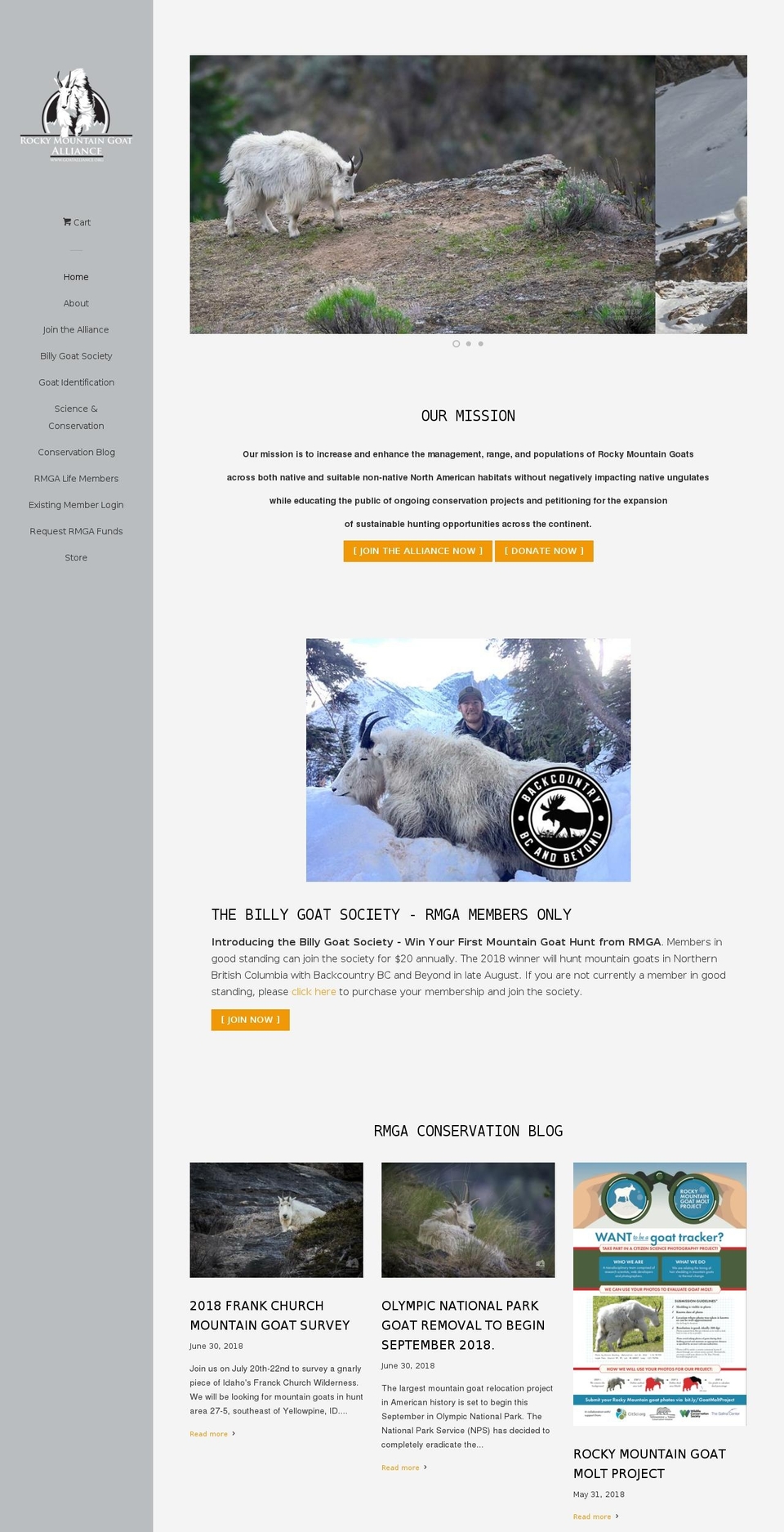 rockymountaingoatalliance.org shopify website screenshot