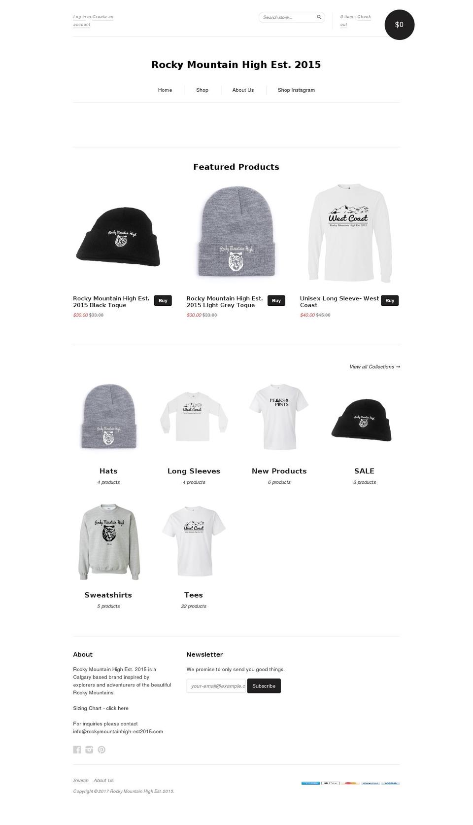 rockymountainhigh-est2015.com shopify website screenshot