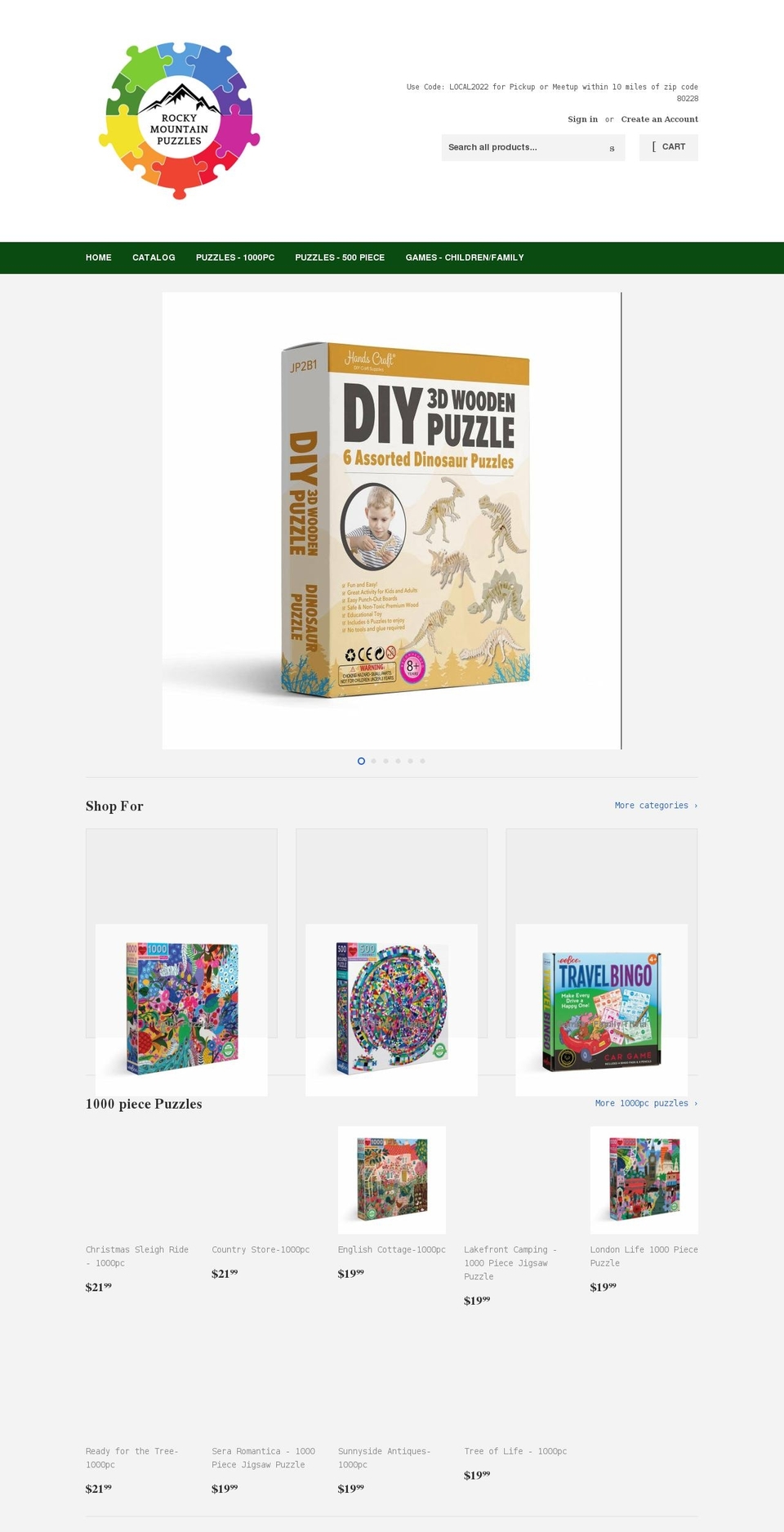 rockymountainpuzzles.com shopify website screenshot