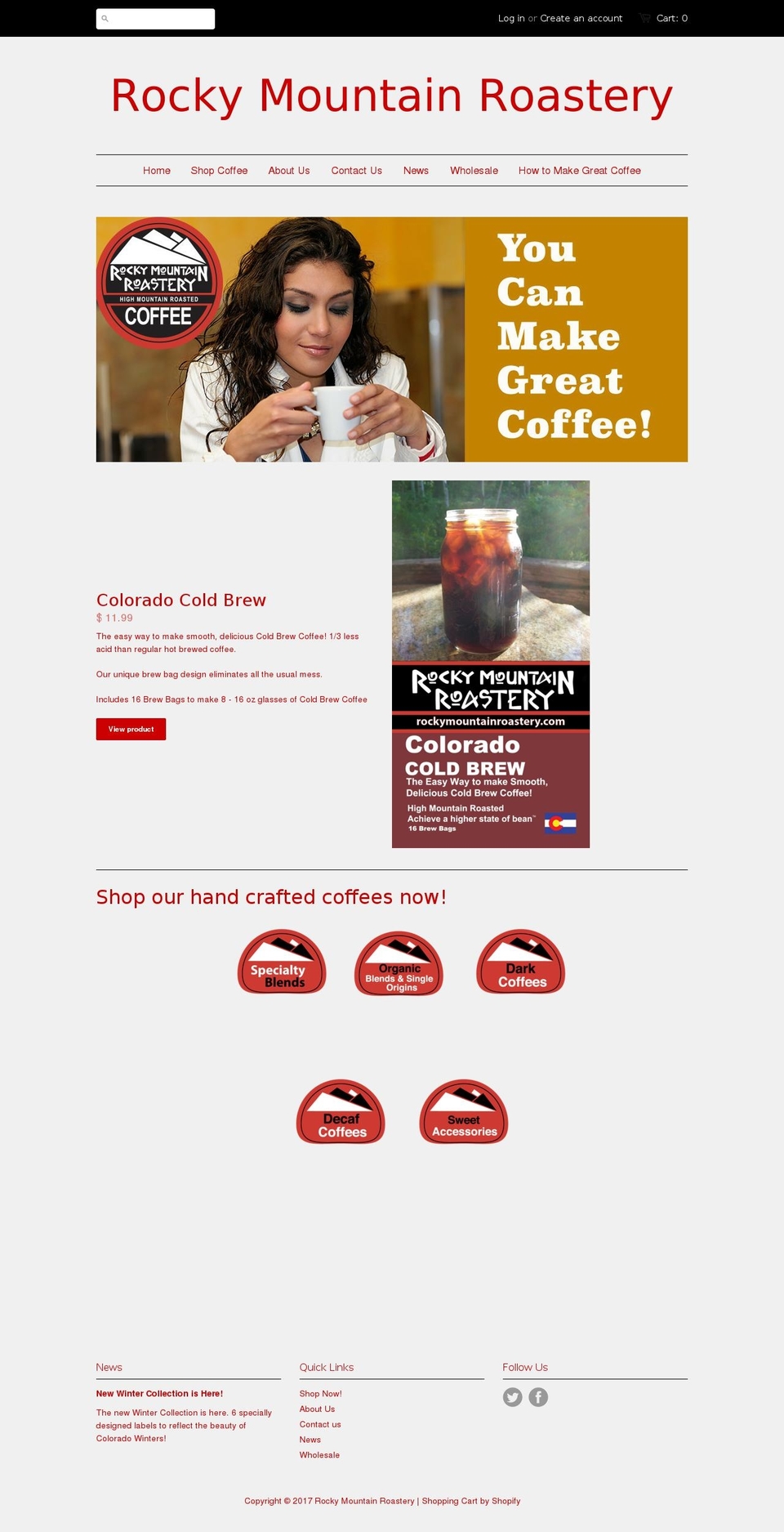 Live + Loop Shopify theme site example rockymountainroastery.com