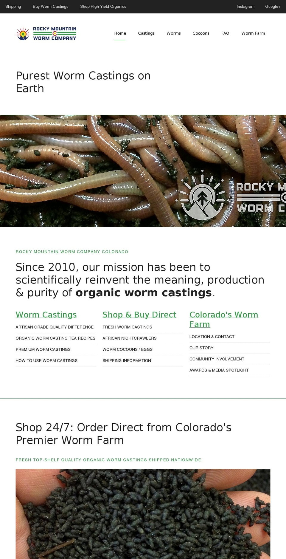 rockymountainwormcompany.org shopify website screenshot