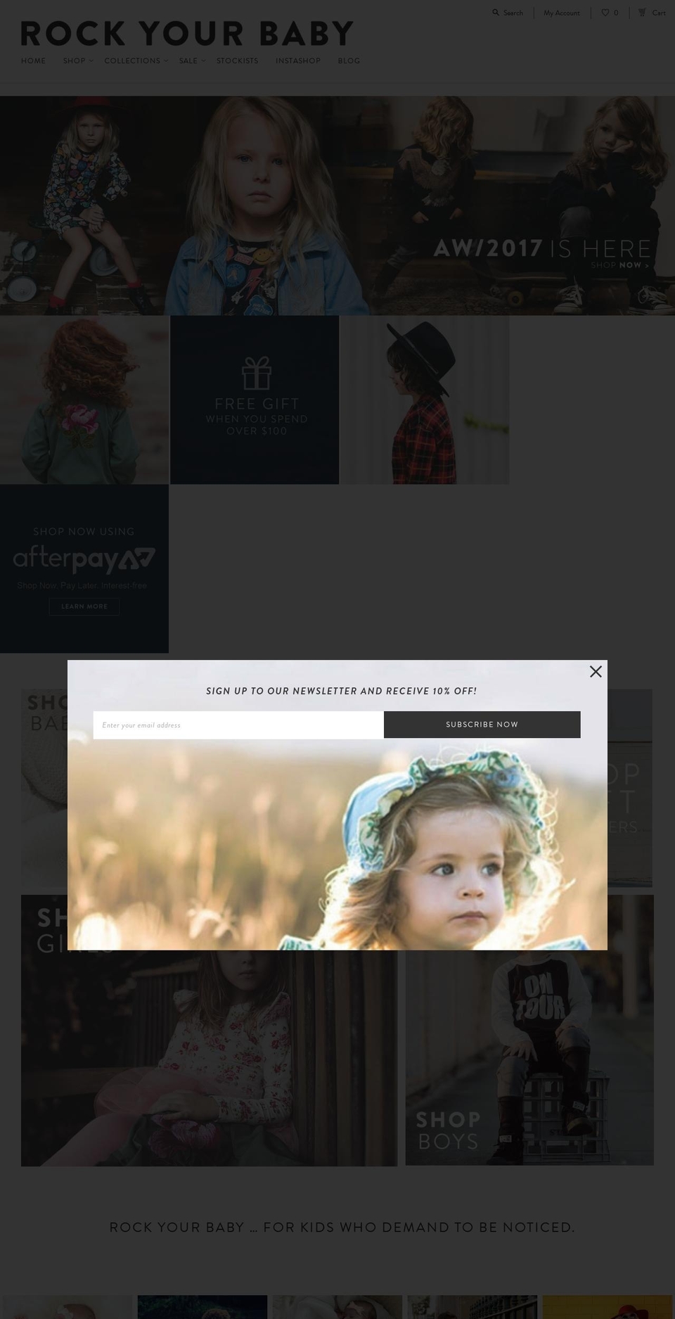 rockyourbaby.com.au shopify website screenshot