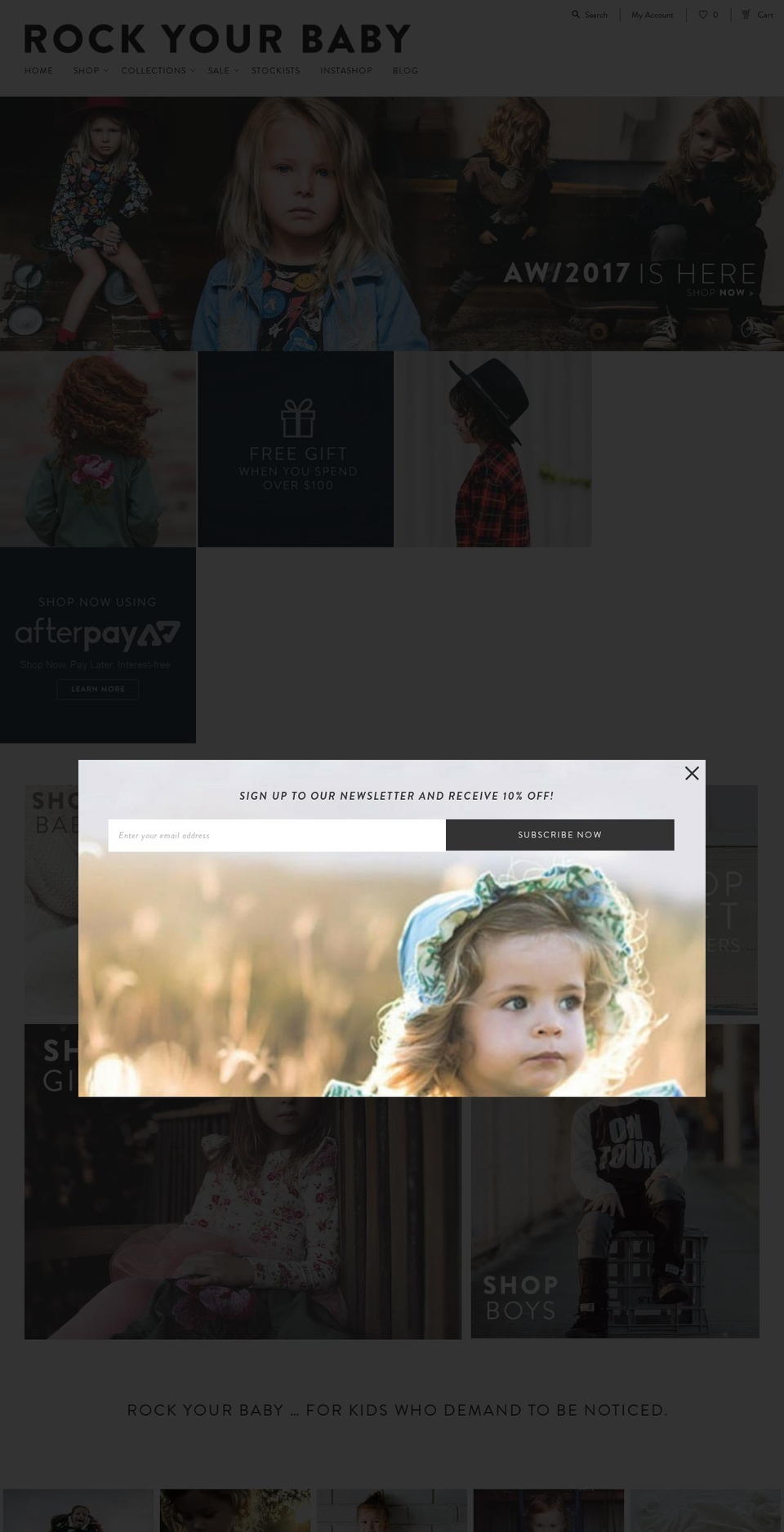 Production Shopify theme site example rockyourbaby.com