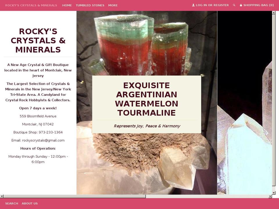 rockyscrystalsonline.com shopify website screenshot
