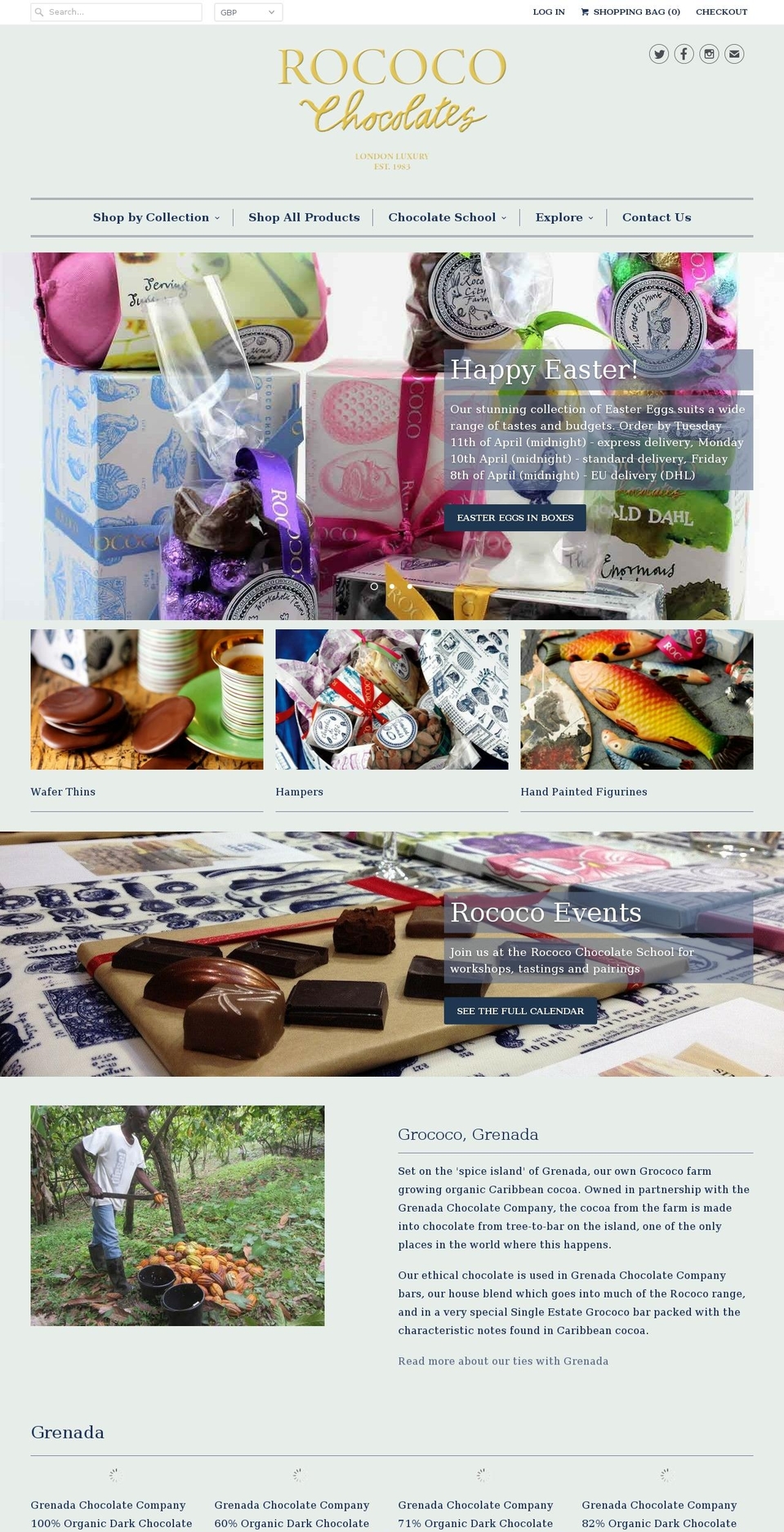 rococochocolates.com shopify website screenshot