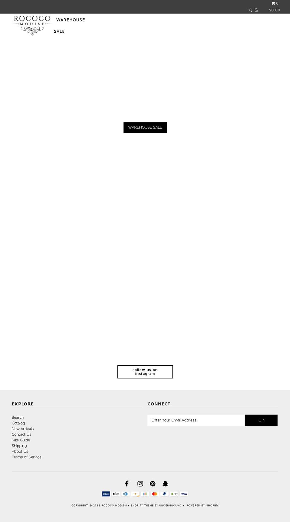 rococomodish.com — Shopify storefront screenshot
