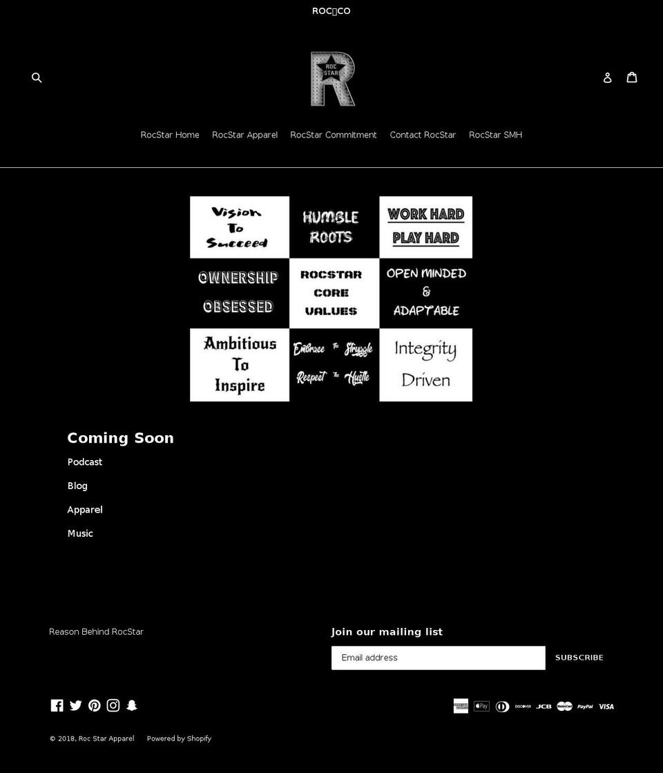 rocstarbrand.com shopify website screenshot