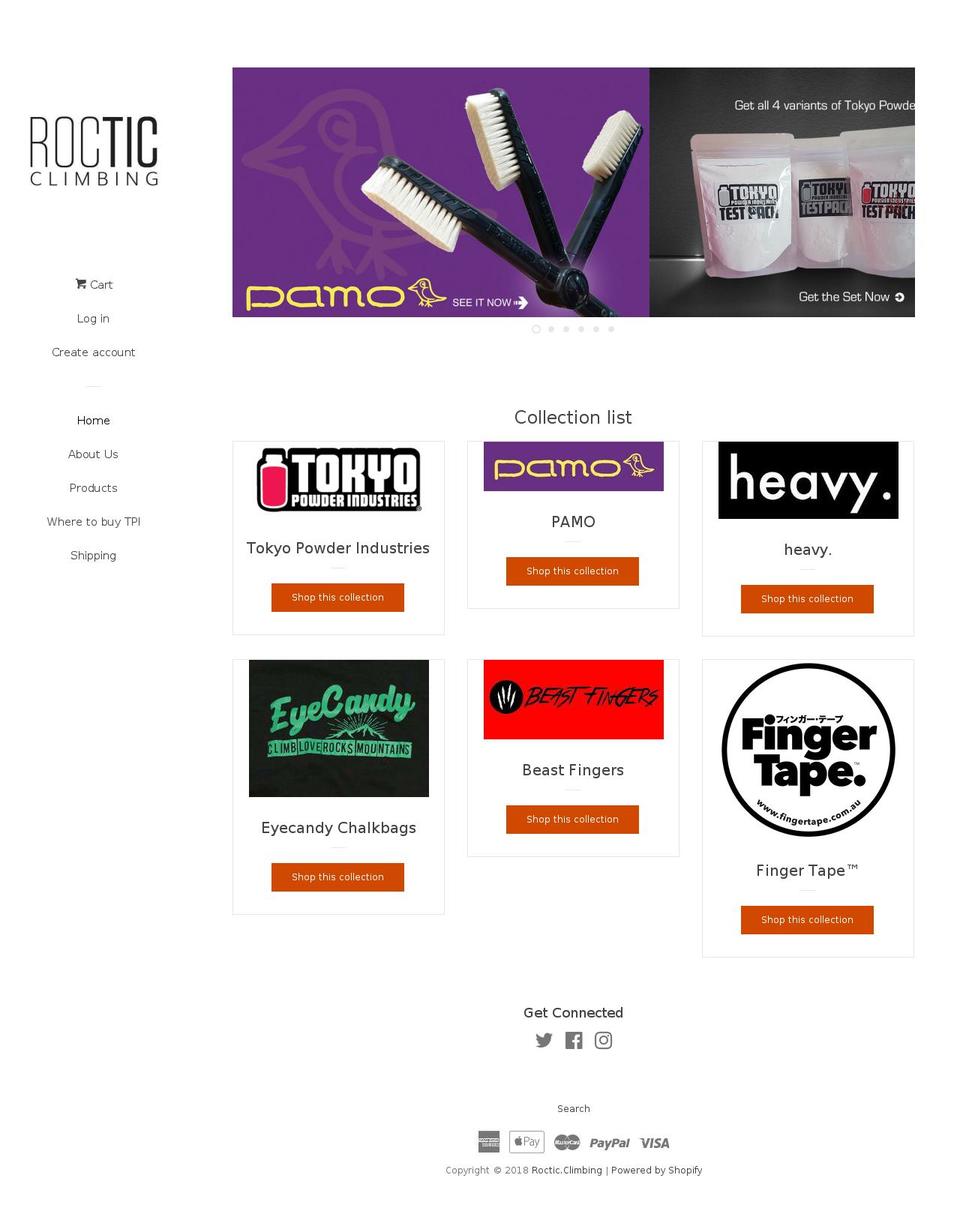 rocticclimbing.com shopify website screenshot
