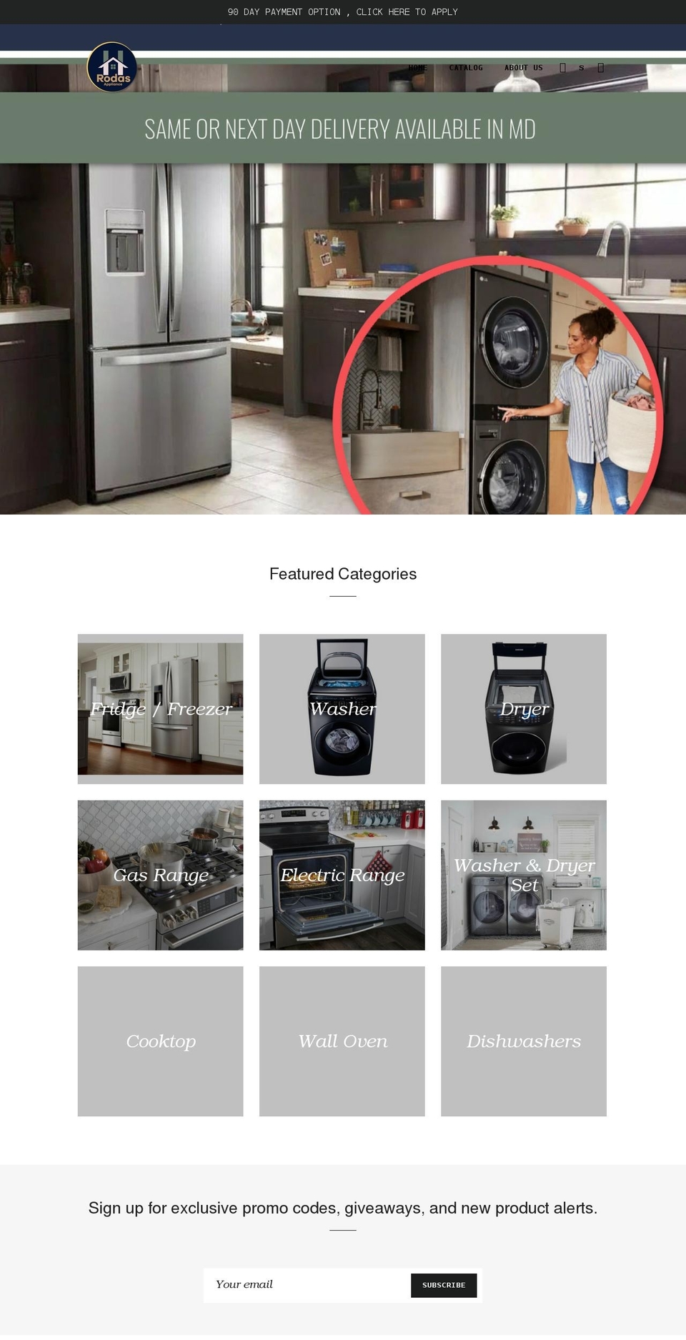 rodasappliance.com shopify website screenshot