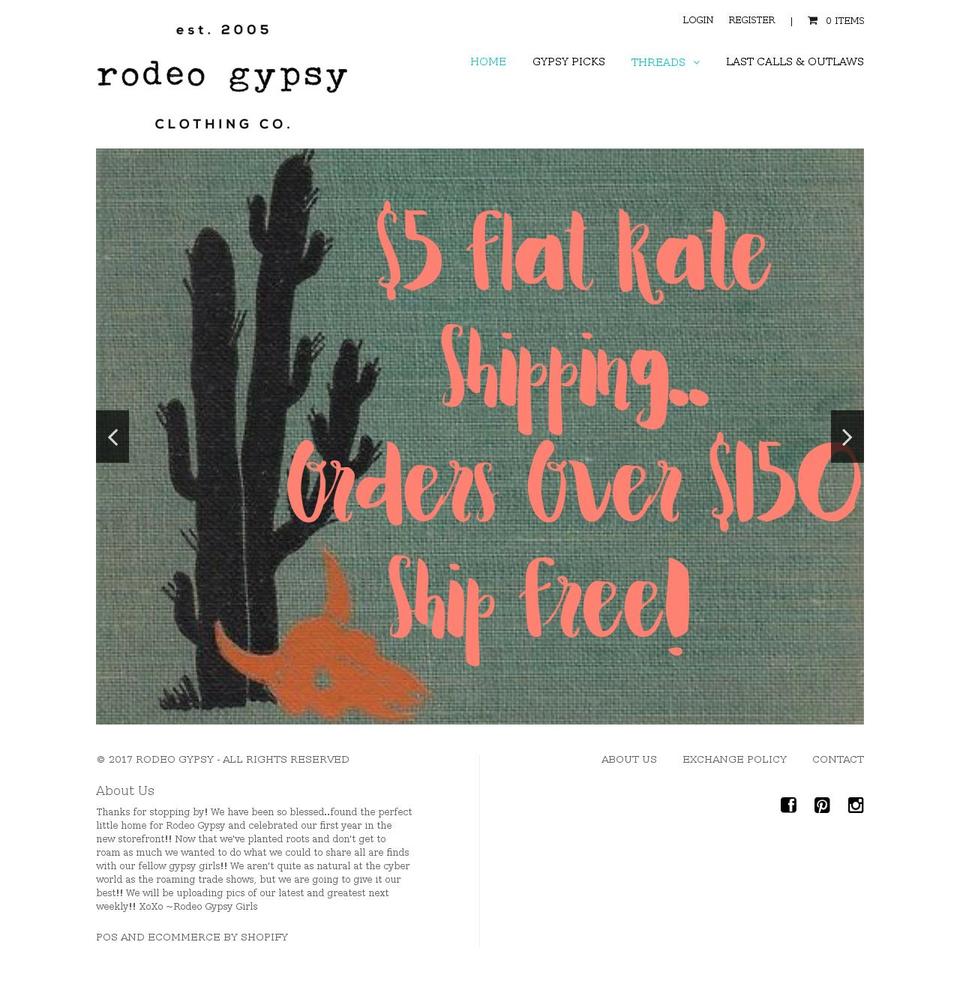 rodeogypsy.com shopify website screenshot