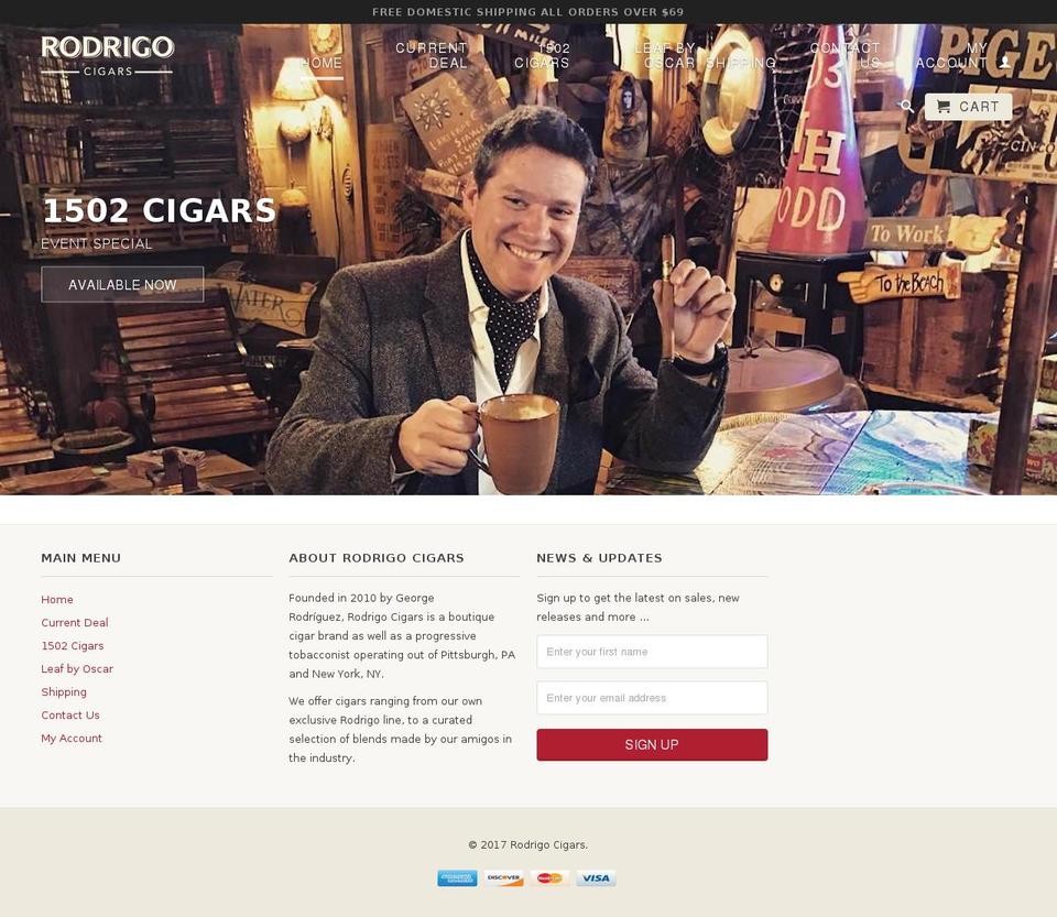rodrigocigars.com shopify website screenshot