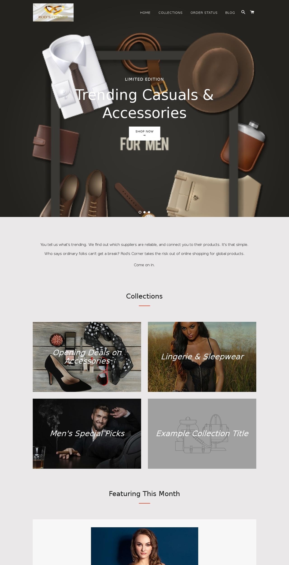 rods-corner.com shopify website screenshot