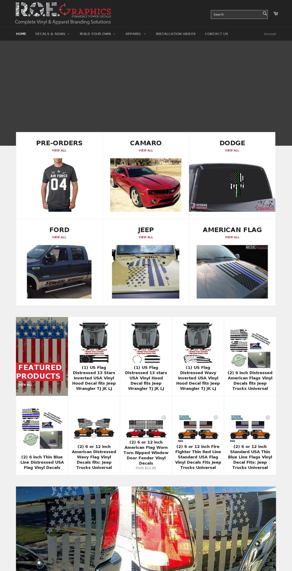 roe-graphics.com — Shopify storefront screenshot