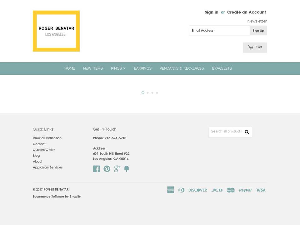 rogerbenatar.com shopify website screenshot