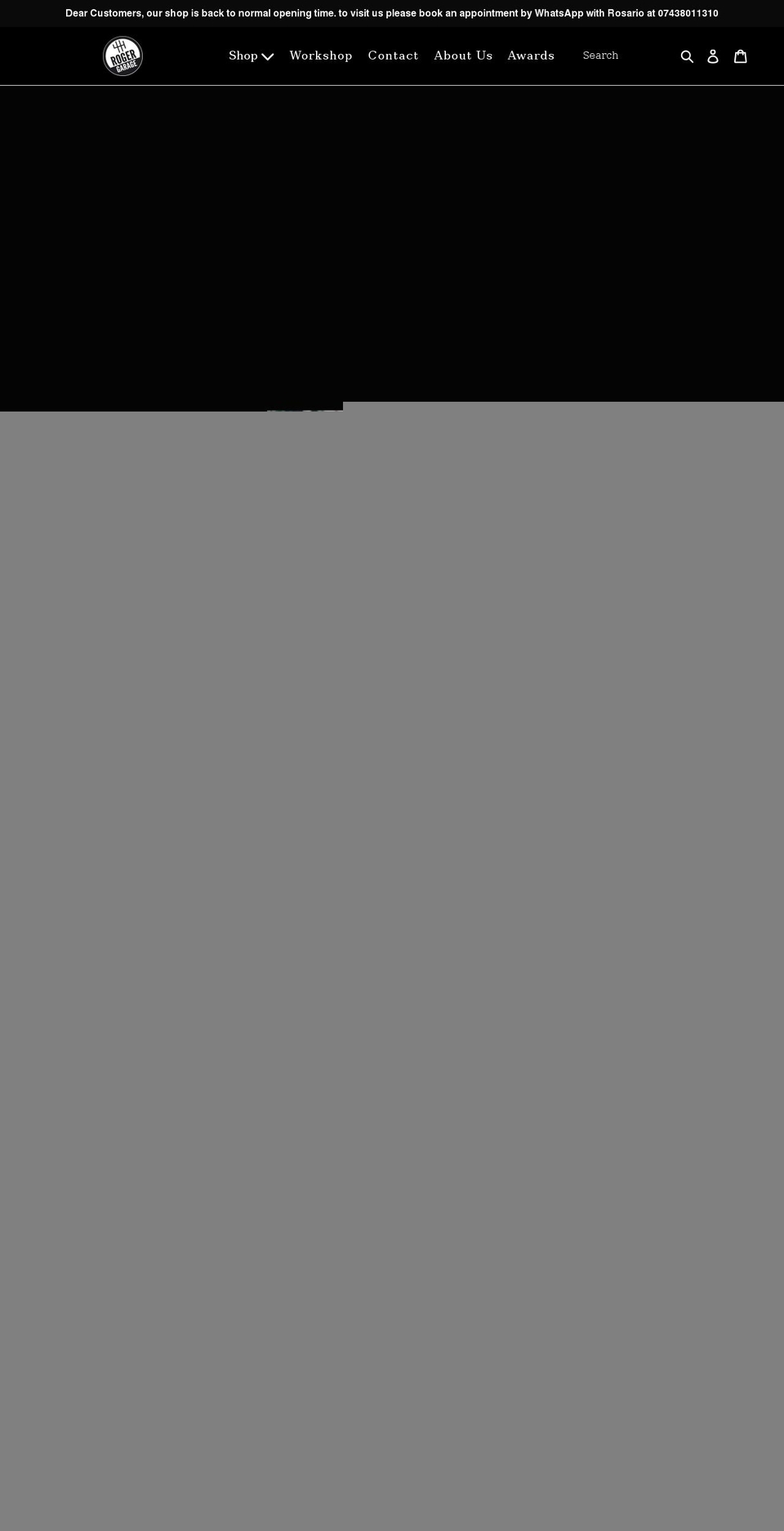 rogergaragecustombikes.com shopify website screenshot