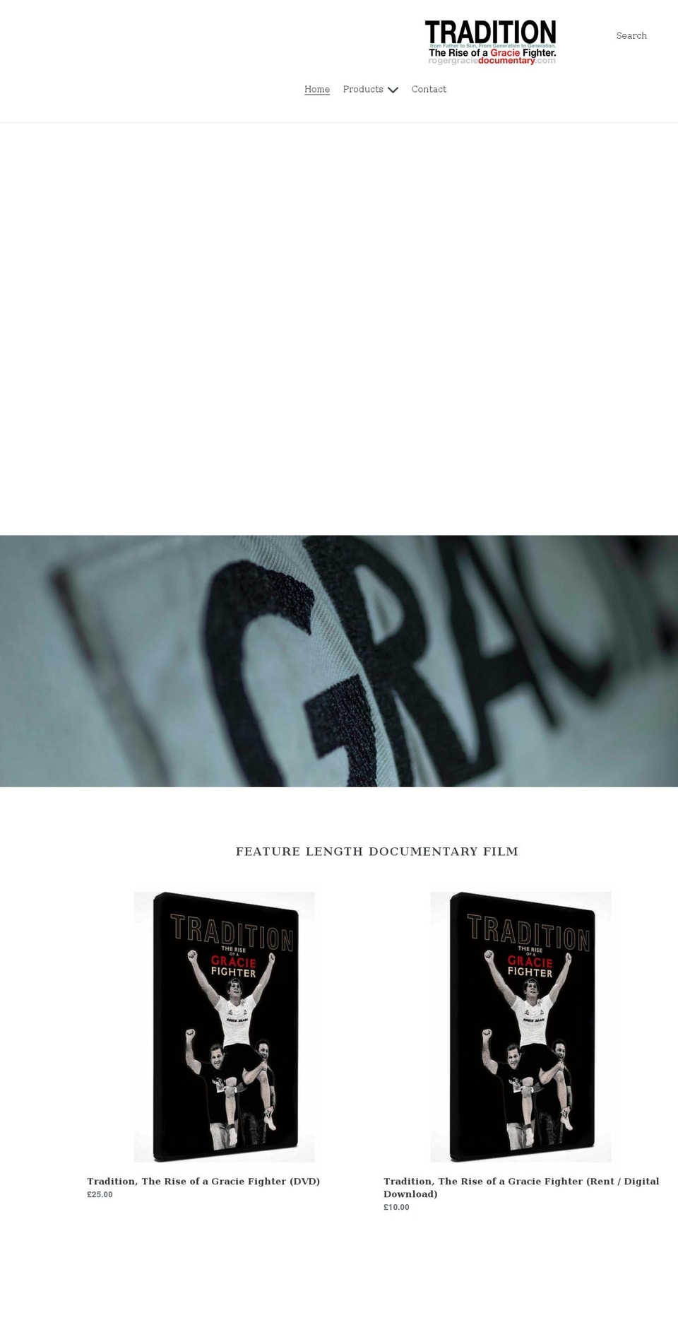 rogergraciedocumentary.com shopify website screenshot