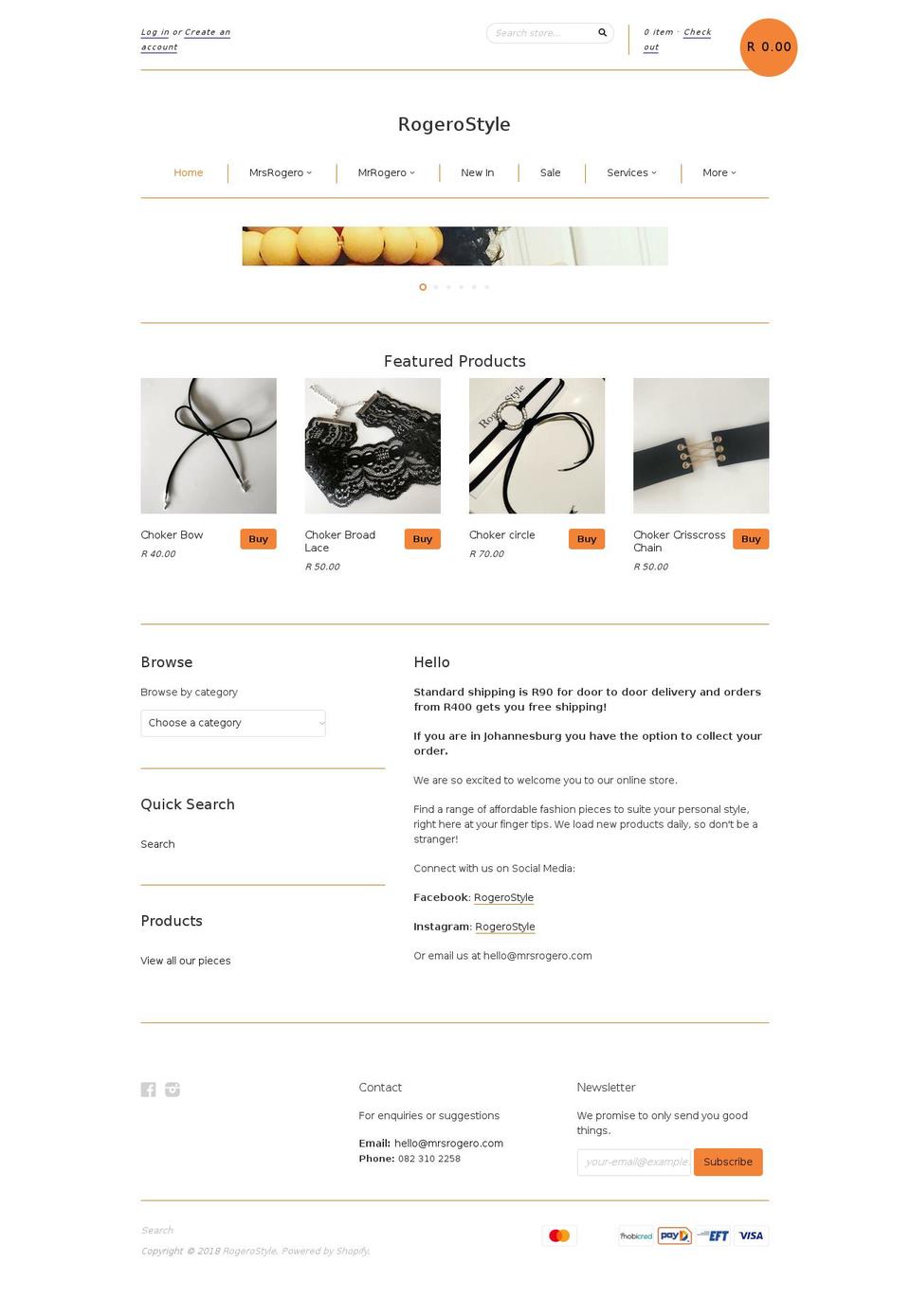 rogerostyle.com — Shopify storefront screenshot