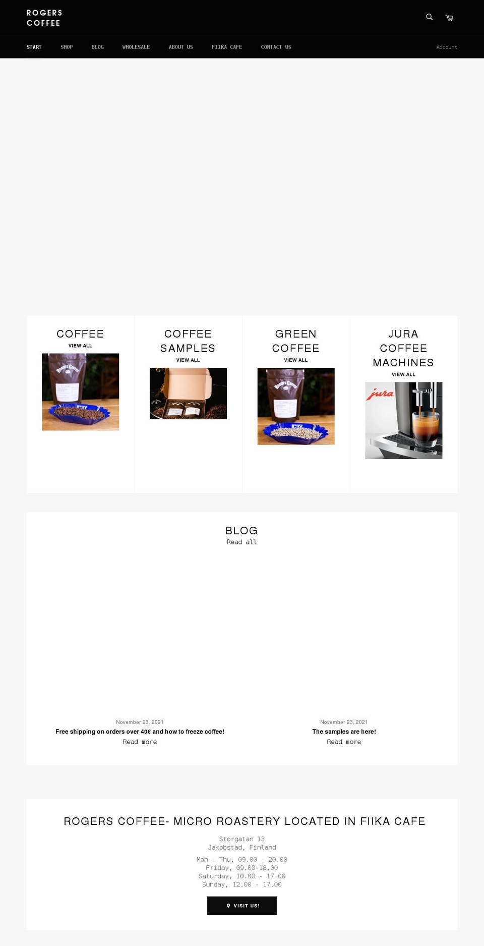 rogerscoffee.fi shopify website screenshot