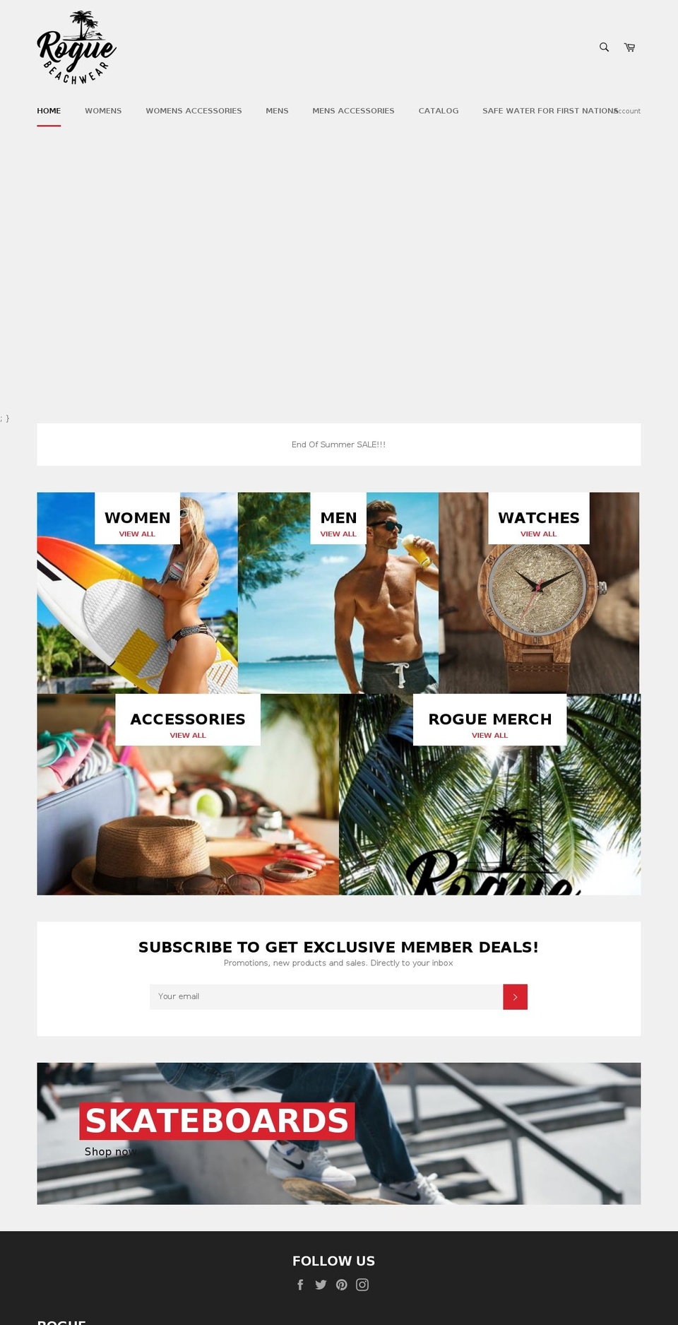 roguebeachwear.com shopify website screenshot