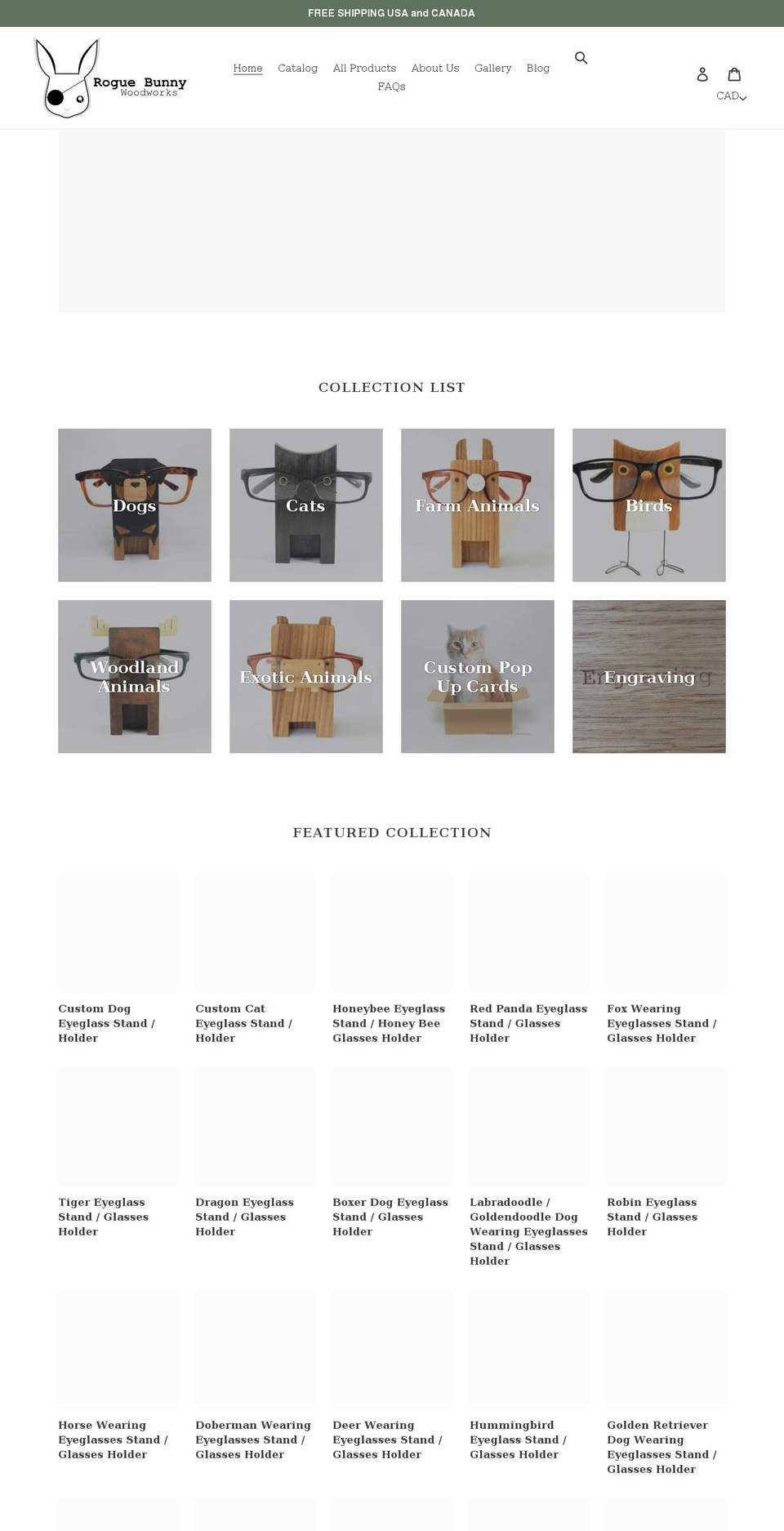 roguebunnywood.com shopify website screenshot