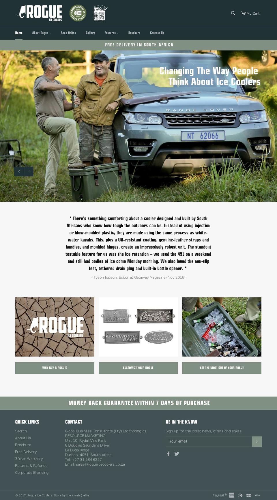 rogueicecoolers.com shopify website screenshot