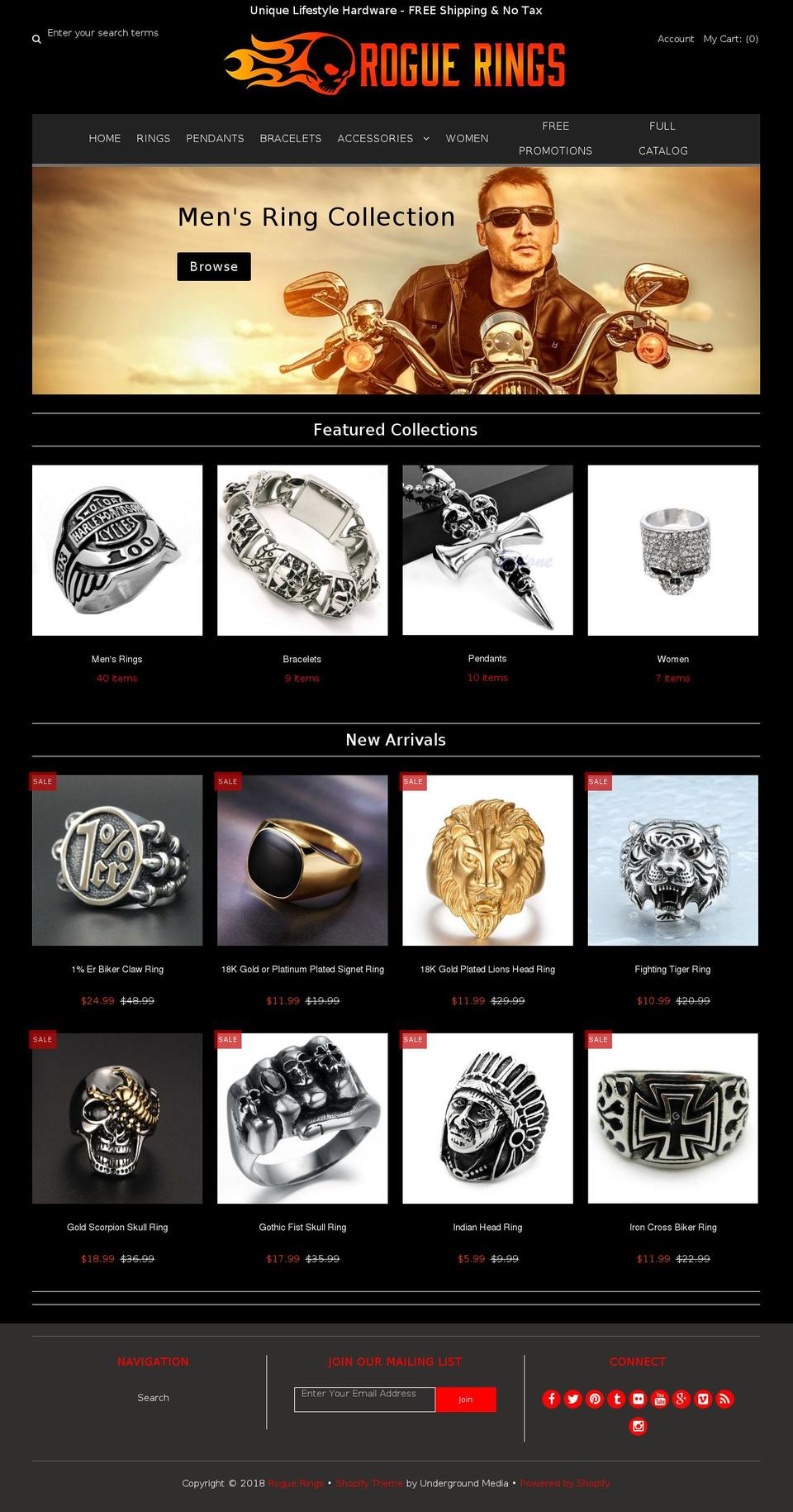 roguerings.com shopify website screenshot