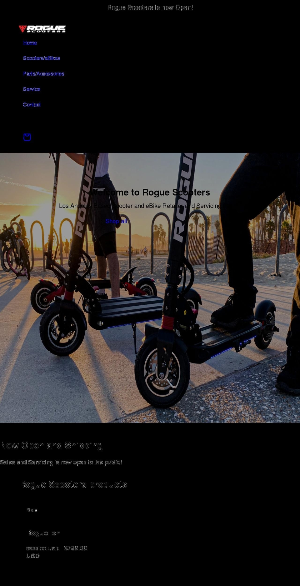 roguescooters.com shopify website screenshot
