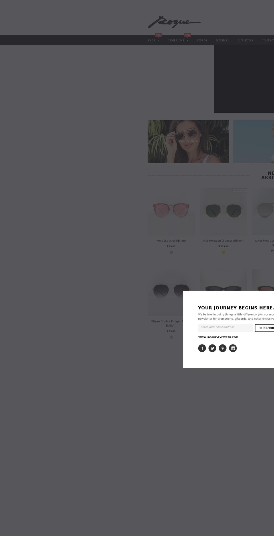 roguesunglass.com shopify website screenshot