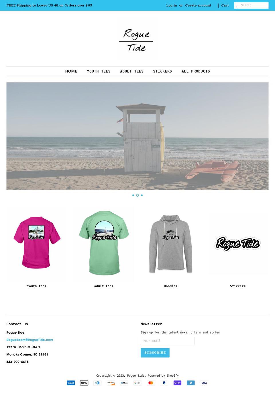 roguetide.com shopify website screenshot