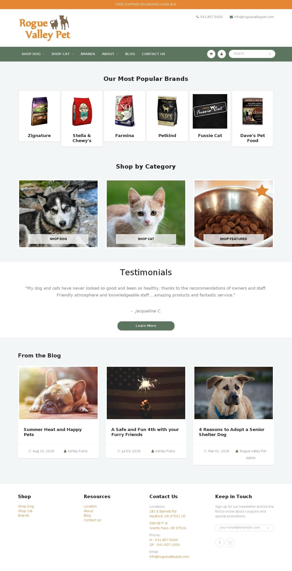 roguevalleypet.com shopify website screenshot