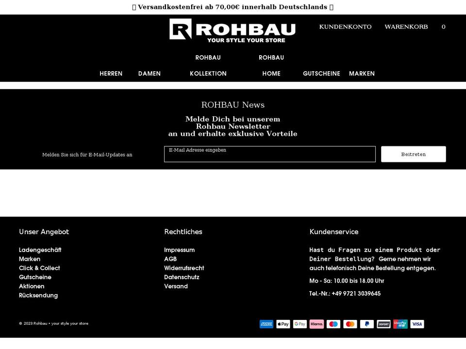 rohbau-shop.de shopify website screenshot