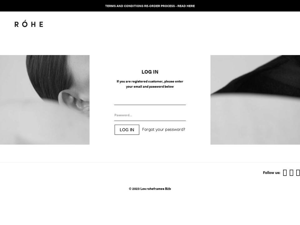 roheframesb2b.com shopify website screenshot