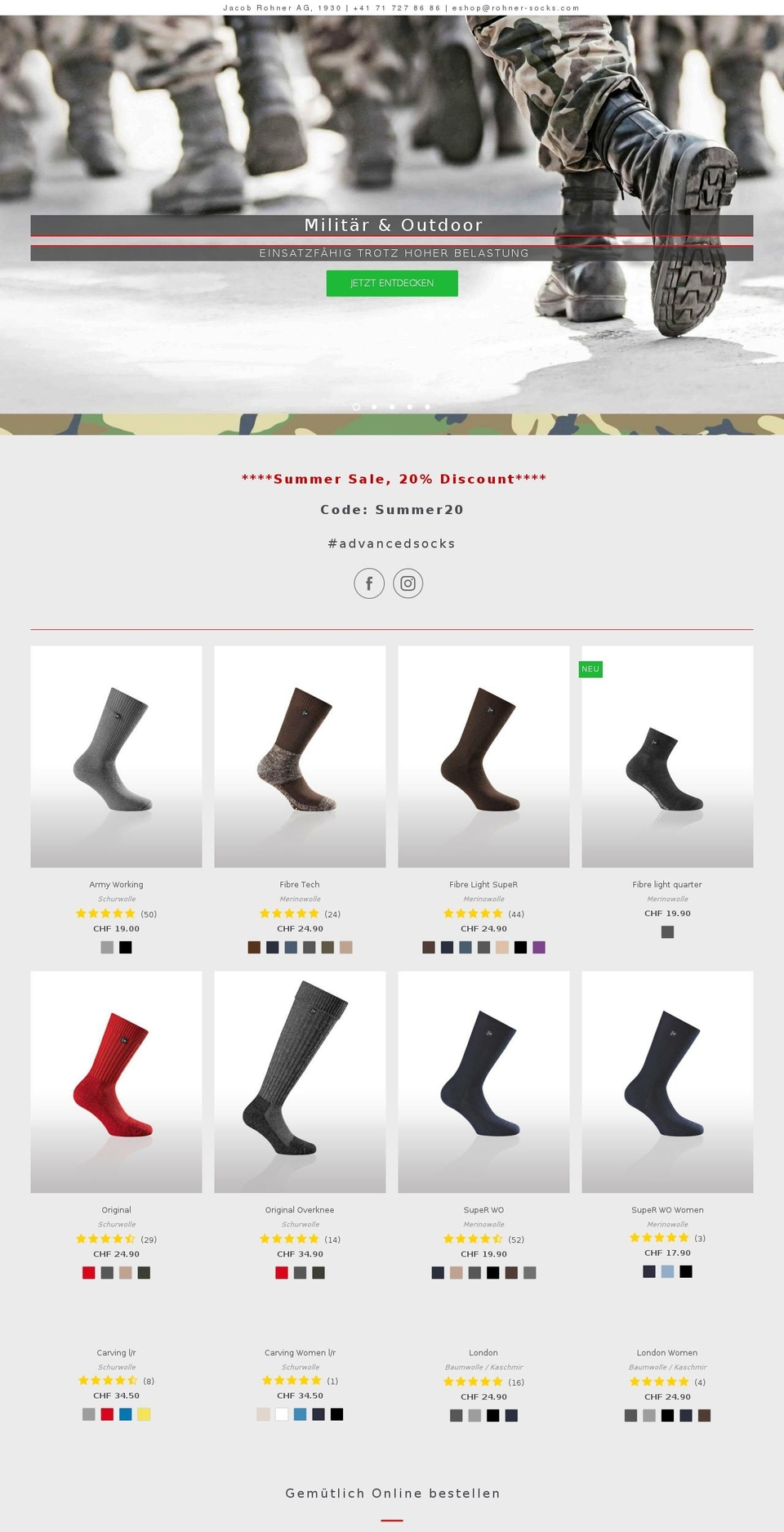 rohner-socks.com shopify website screenshot