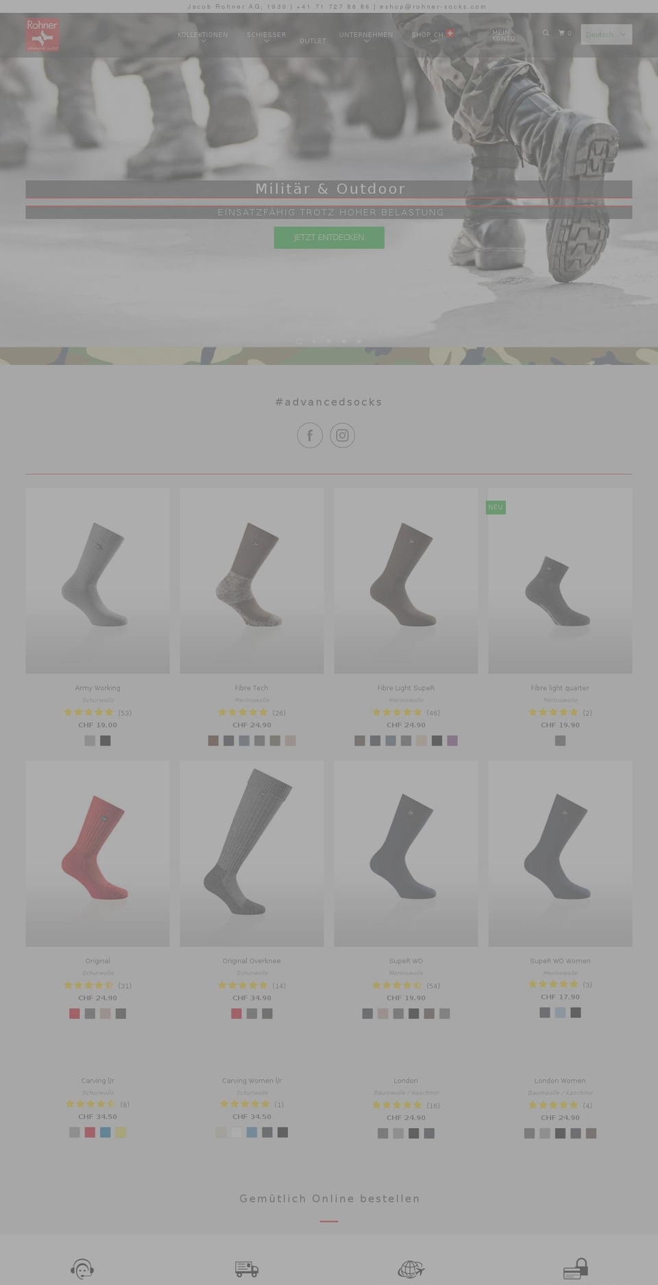 rohner-socks.net shopify website screenshot