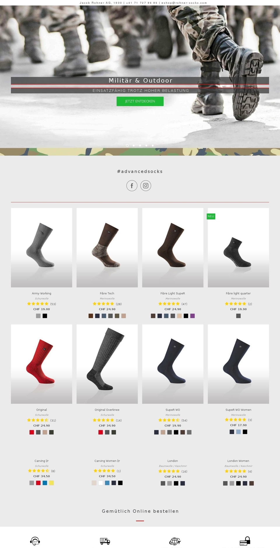 rohnersocken.ch shopify website screenshot