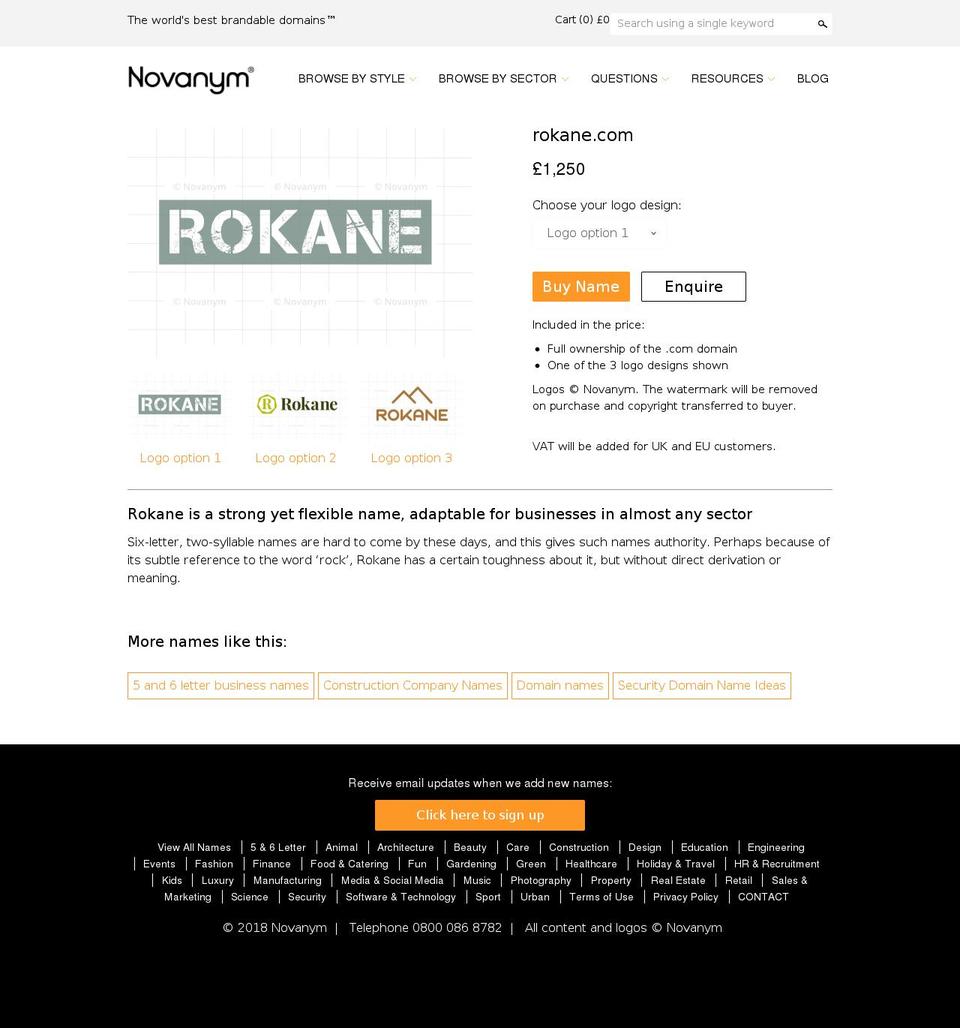 rokane.com — Shopify storefront screenshot