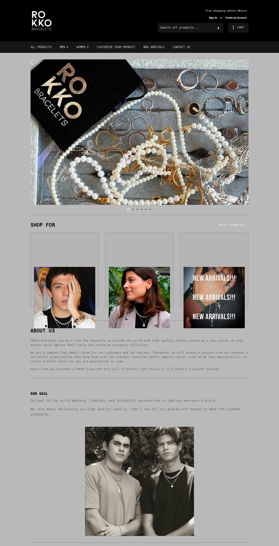 rokkobracelets.com shopify website screenshot