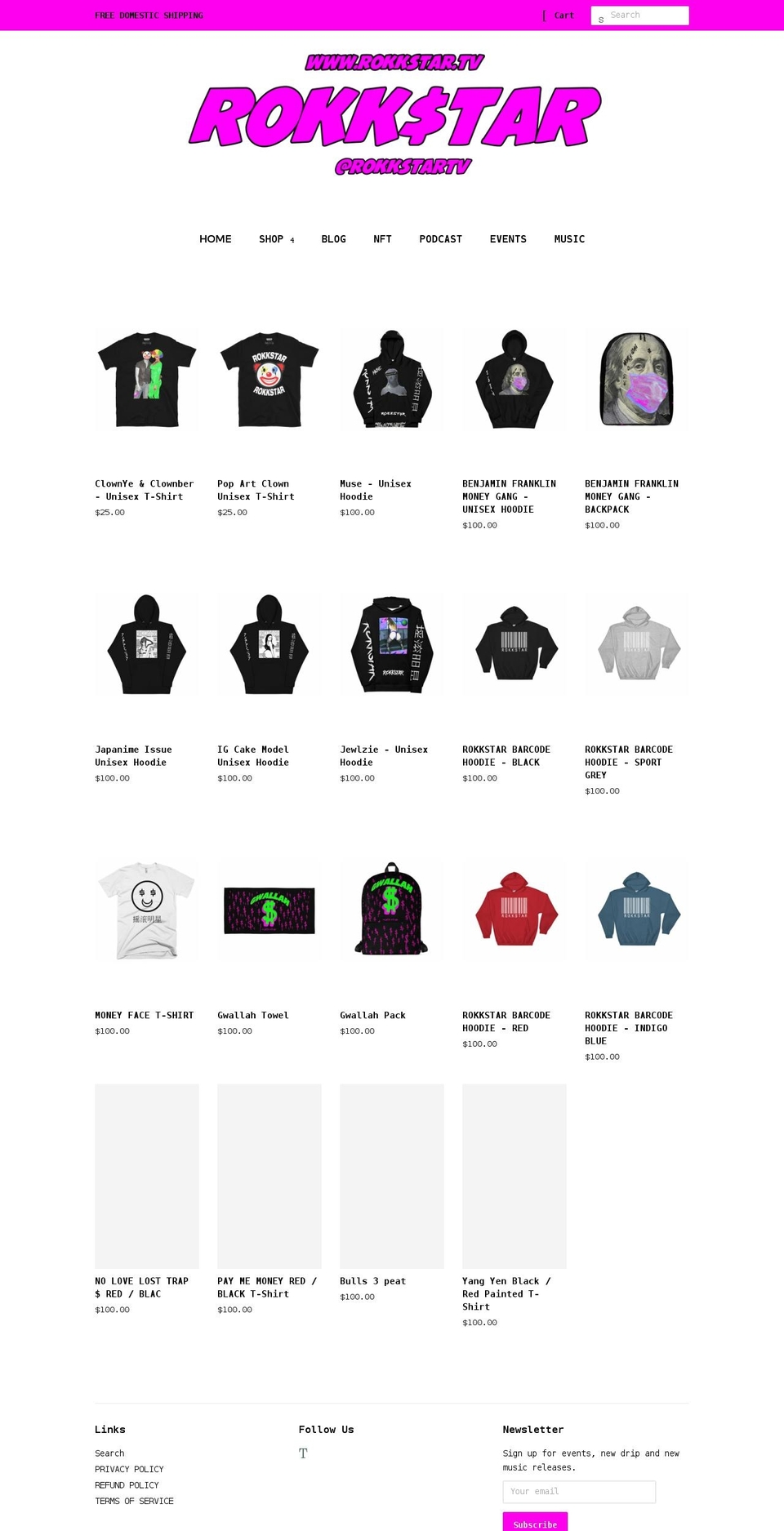 rokkstar.tv shopify website screenshot