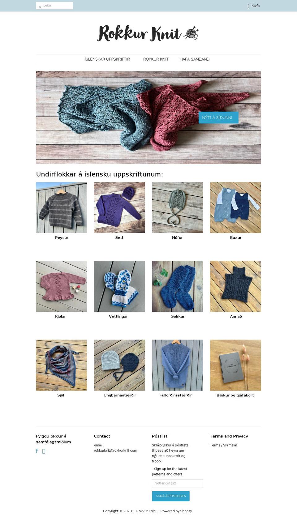 rokkurknit.com shopify website screenshot