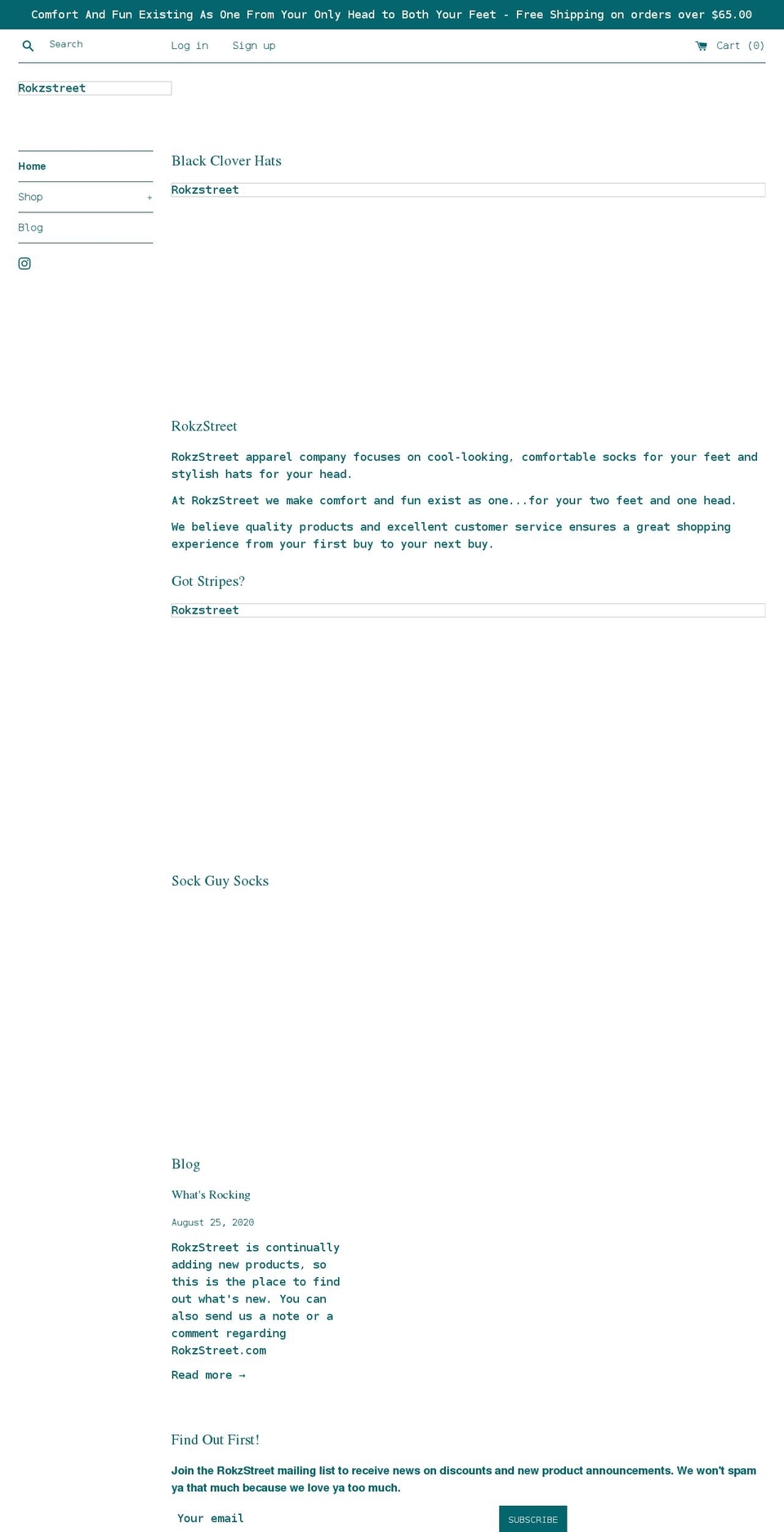 rokzstreet.com shopify website screenshot