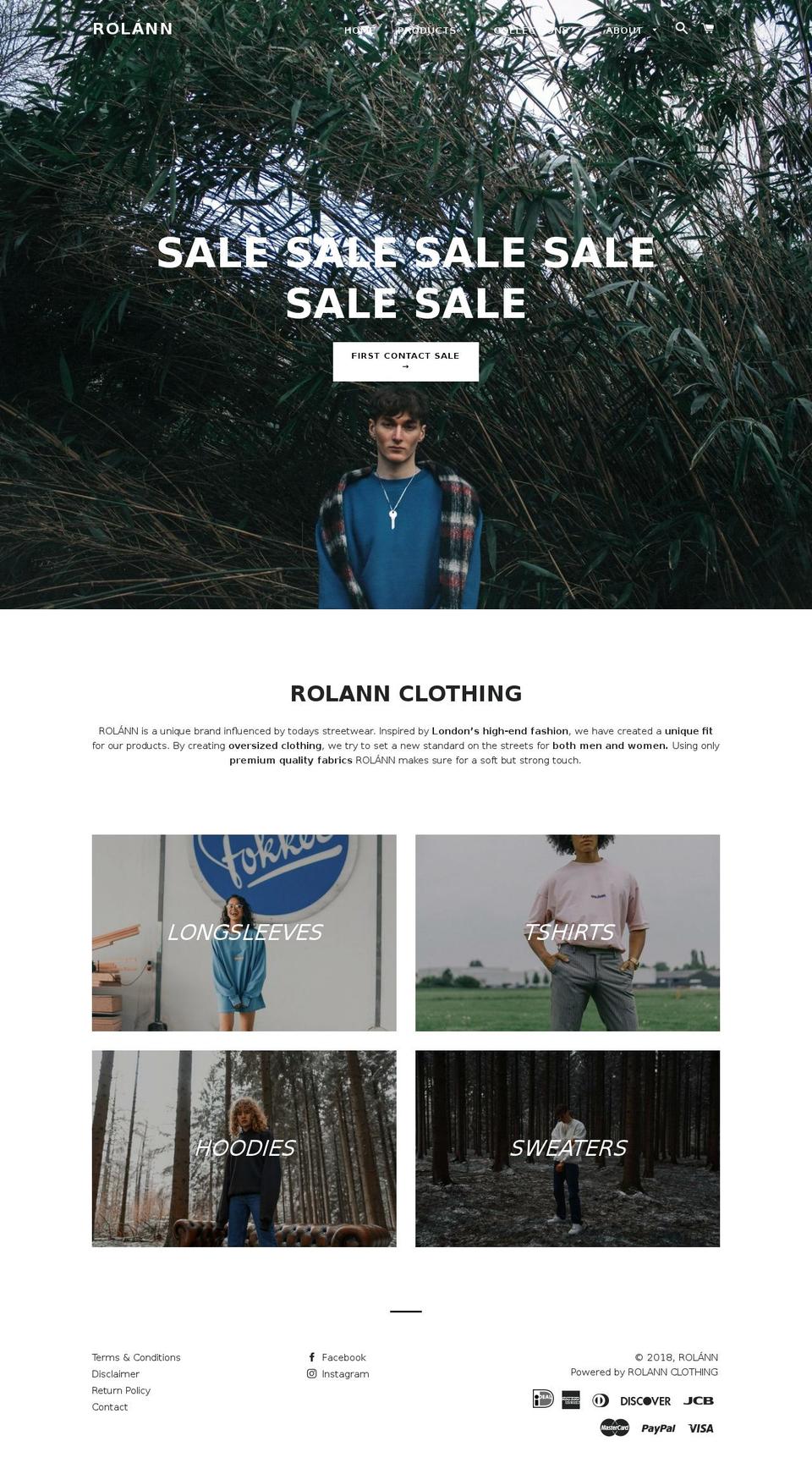 rolannclothing.com — Shopify storefront screenshot