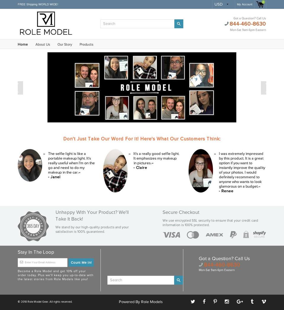rolemodelgear.com shopify website screenshot