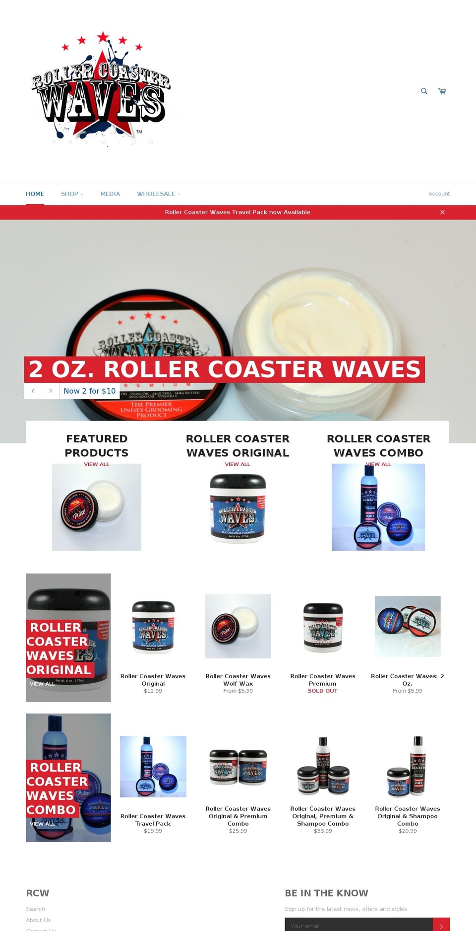 rollercoasterwaves.com shopify website screenshot