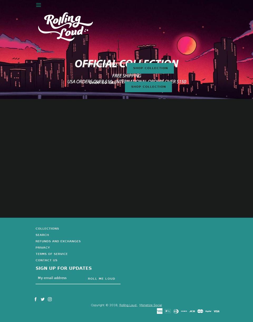 rolling-loud.myshopify.com shopify website screenshot