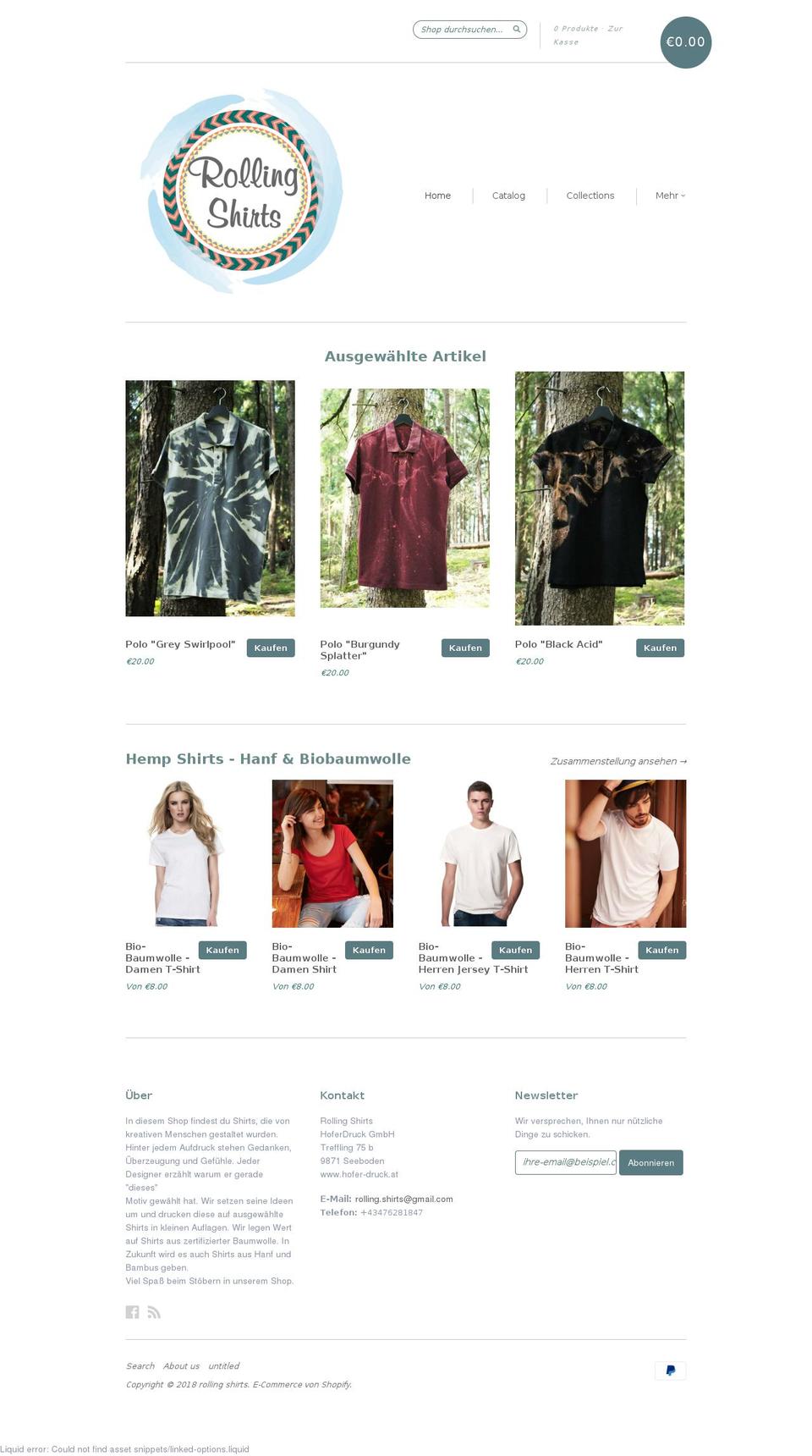 TCM Shopify theme site example rolling-shirts.com