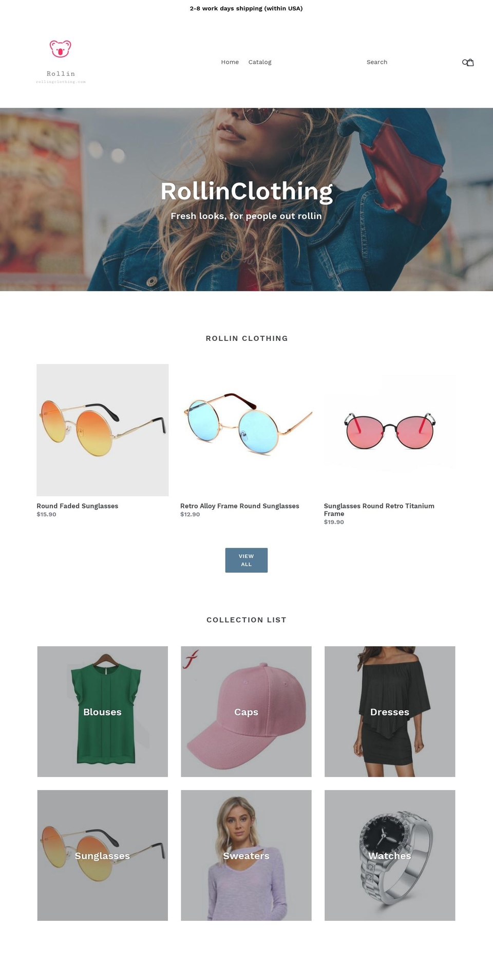 rollingclothing.com shopify website screenshot