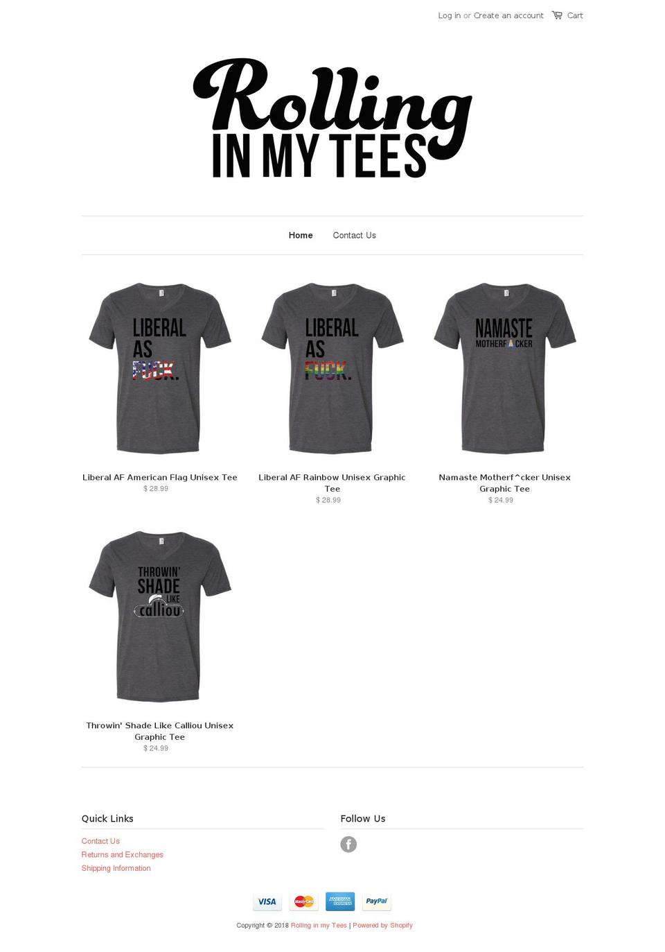 rollinginmytees.com — Shopify storefront screenshot