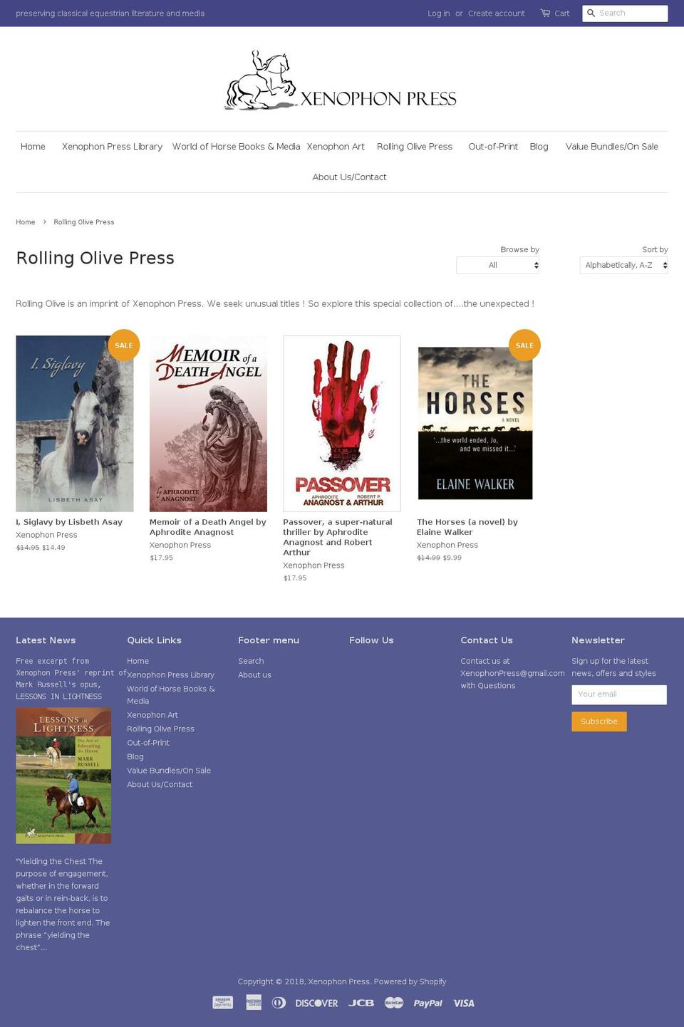 rollingolivepress.com — Shopify storefront screenshot