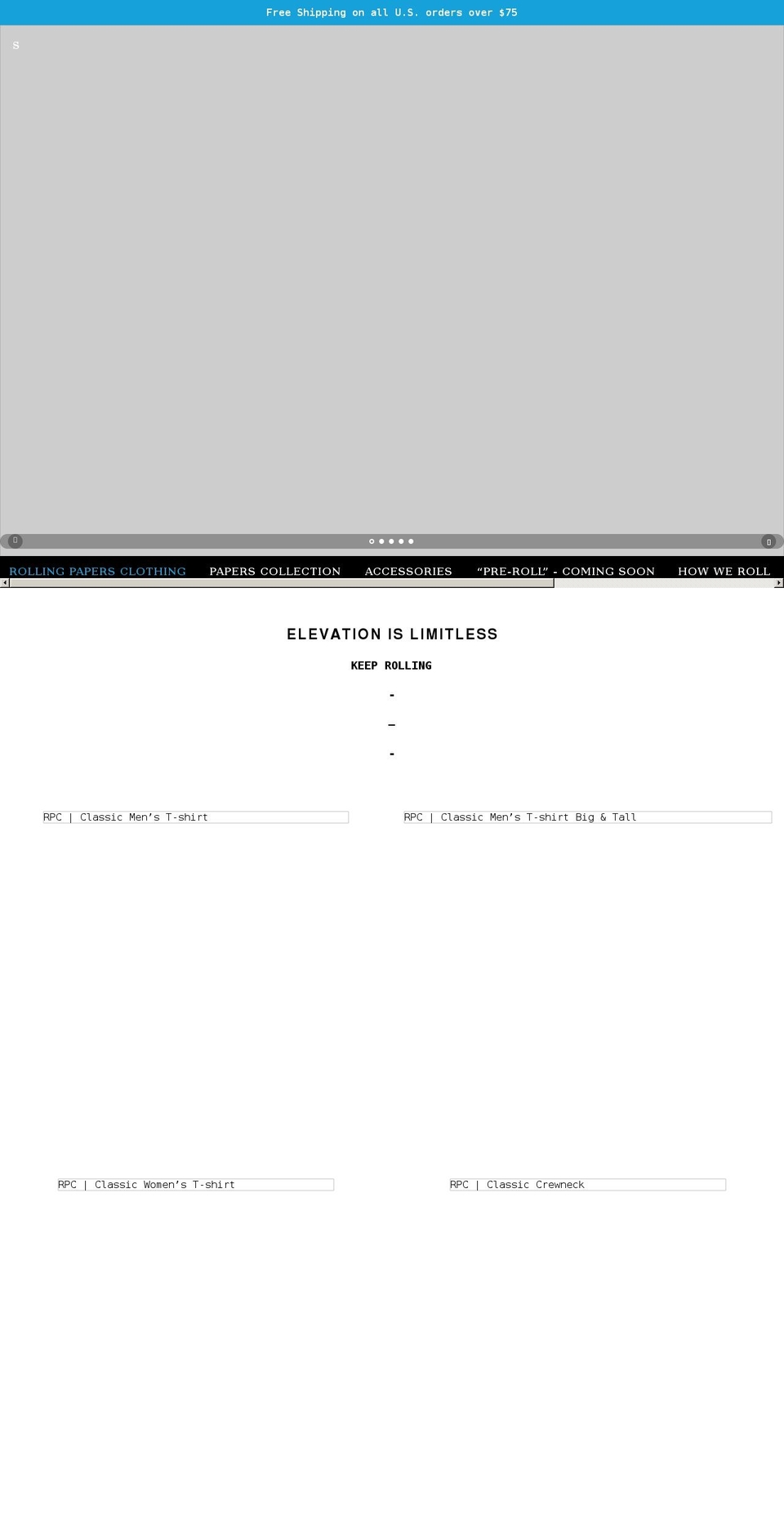 rollingpapersclothing.com shopify website screenshot